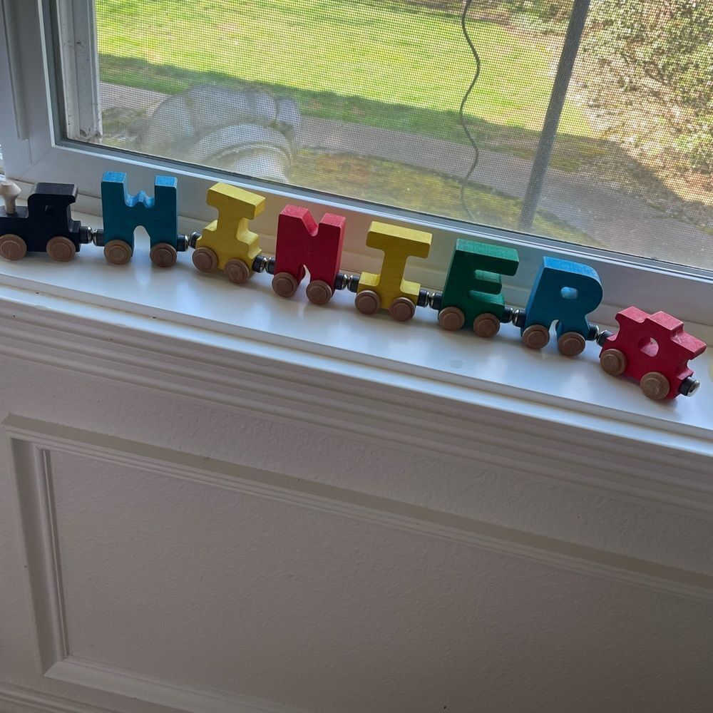 Maple Landmark Custom Wooden Magnetic Train Spells WINTER